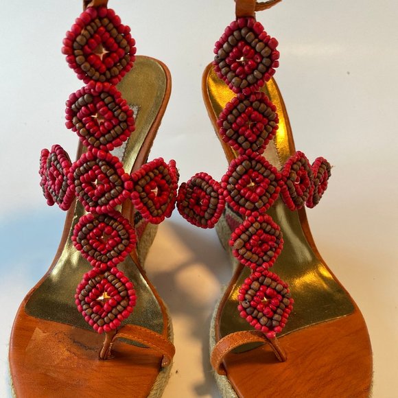 JLo by Jennifer Lopez Beaded Aztec Wedge Sandals - Picture 3 of 11